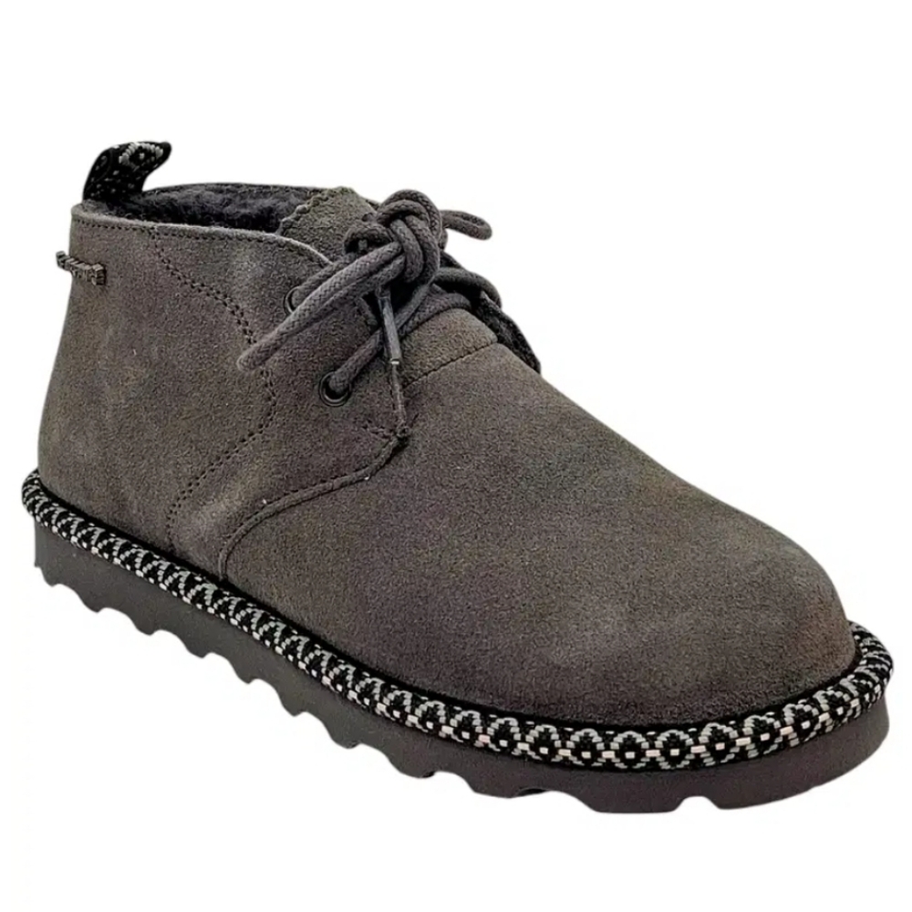 BEARPAW Grace Lace-Up Suede Bootie Rain & Stain Repellent Size 7.5 Charcoal NEW